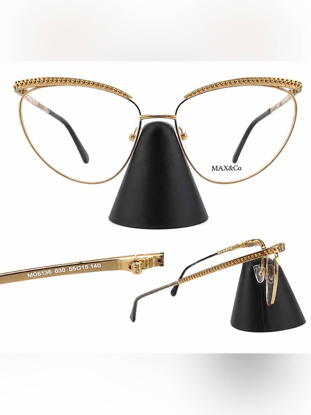 Max & Co. Gold Metal Cat-Eye Glasses